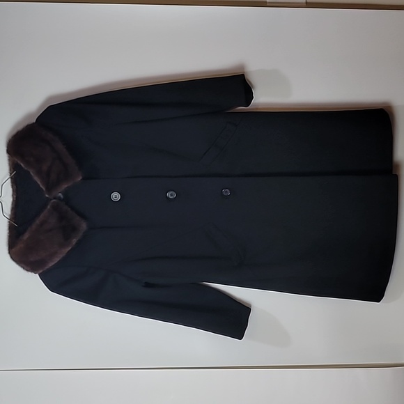 Vintage~ Lady Gambrell Black Wool Coat w/Mink Fur Collar ~Old Money Core - Picture 7 of 11